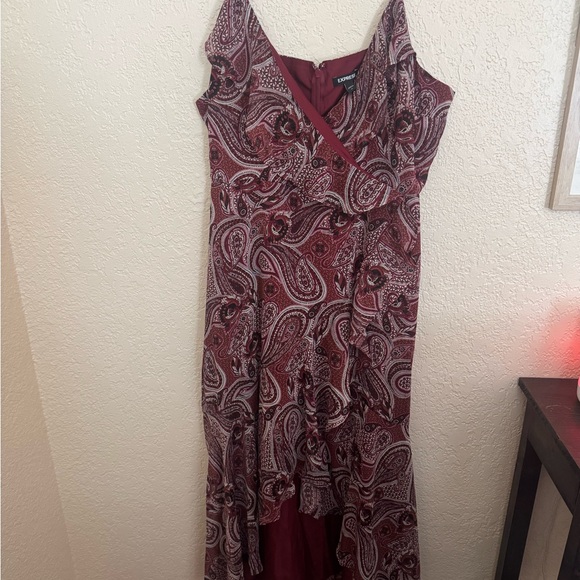 Express Dresses & Skirts - Express Maroon Paisley High-Low Dress